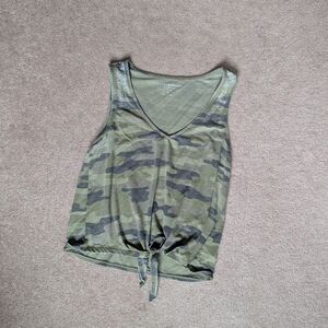 Lucky Brand Green Tie Front Crop Tank Top
